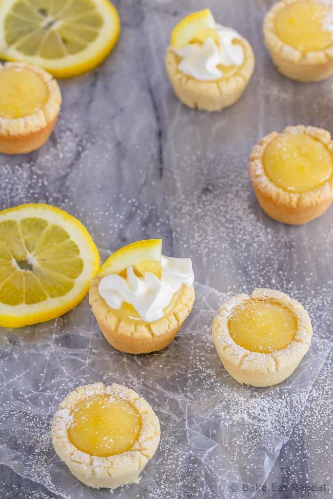 These lemon sugar cookie cups are like mini lemon pies with a sugar cookie crust - easy to make, they're the perfect little sweet treat!