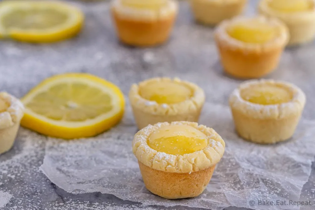 These lemon sugar cookie cups are like mini lemon pies with a sugar cookie crust - easy to make, they're the perfect little sweet treat!