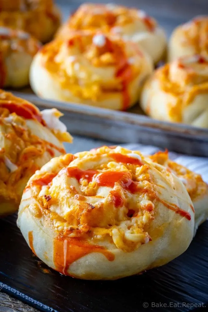 This buffalo chicken pizza rolls recipe is so easy to make. It's the perfect easy dinner, game day snack, or make ahead lunch!
