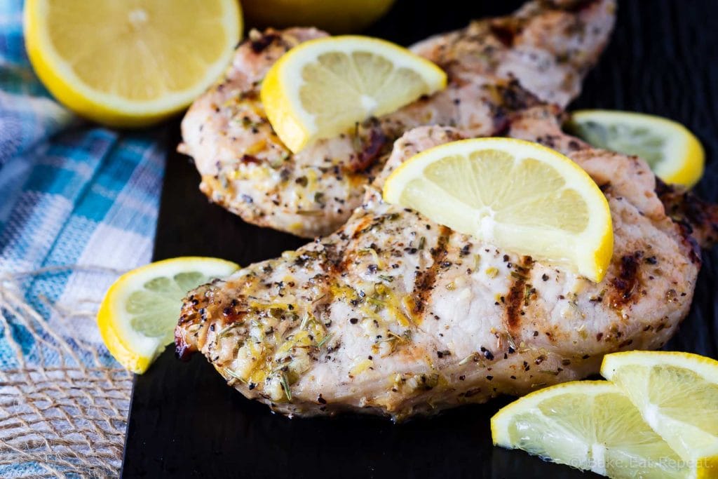 This Greek pork chop marinade is easy to mix up and adds so much flavour to pork chops. Marinate and then grill, pan fry, or bake, or freeze for later!