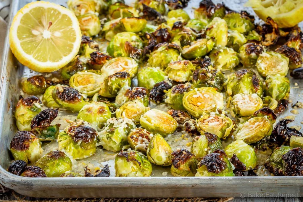 Lemon garlic roasted brussel sprouts