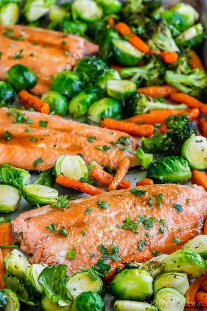 Maple Glazed Salmon and vegetables