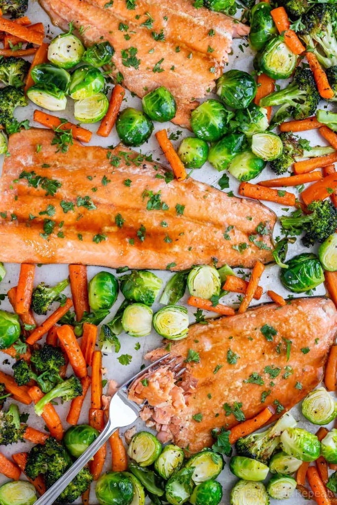 Maple Glazed Salmon and Vegetables - Bake. Eat. Repeat.