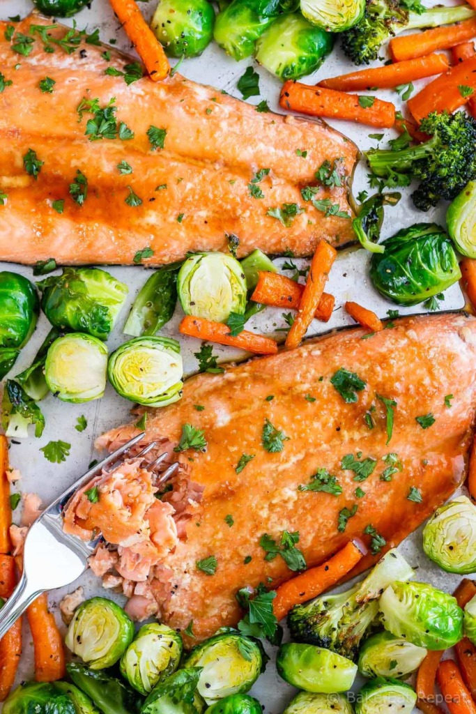 Maple Glazed Salmon and Vegetables - Bake. Eat. Repeat.