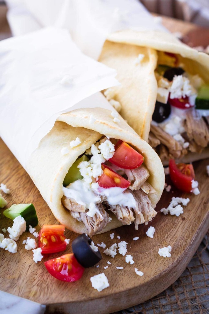 Greek pork wraps