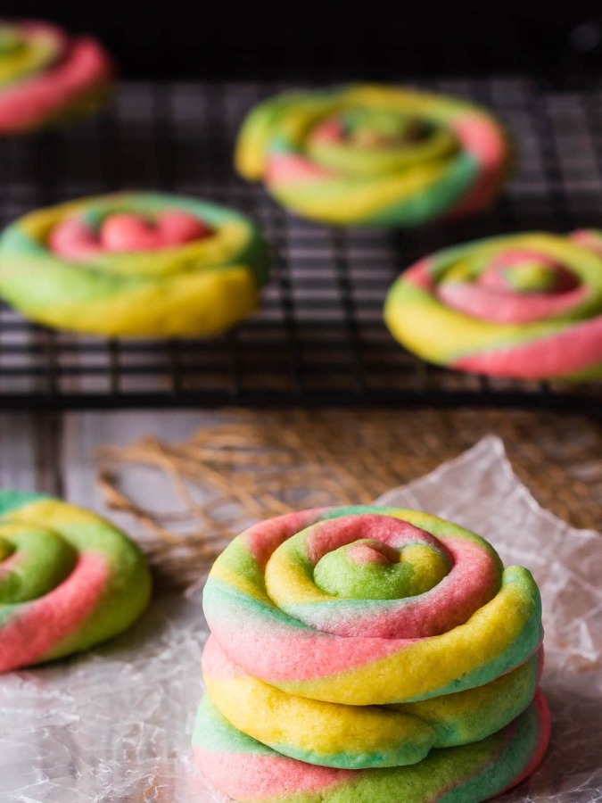 Rainbow swirl cookies