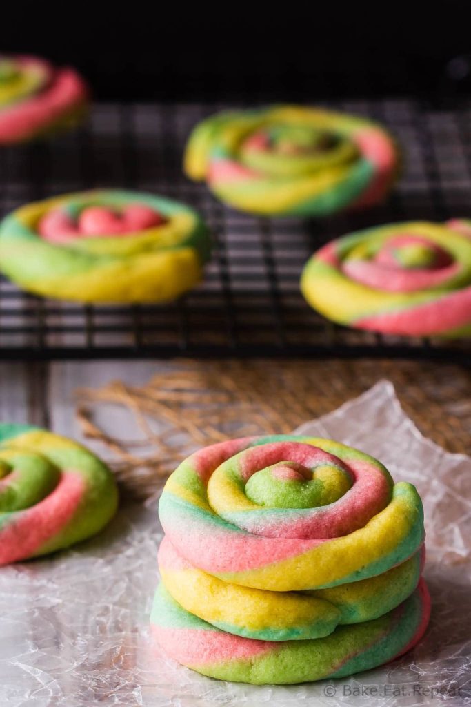 Rainbow swirl cookies