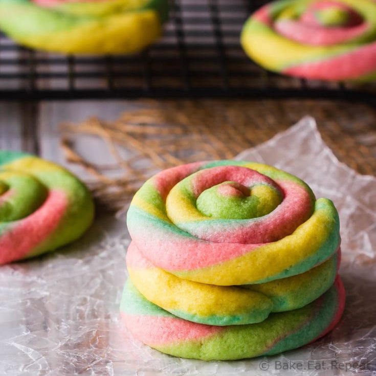 Rainbow swirl cream cheese cookies