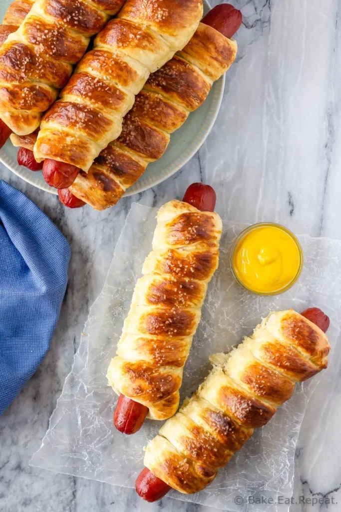 Soft pretzel dogs