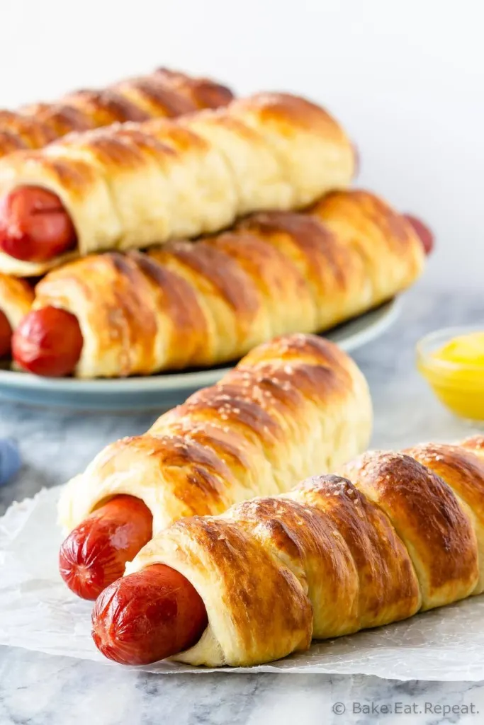 Homemade pretzel dogs