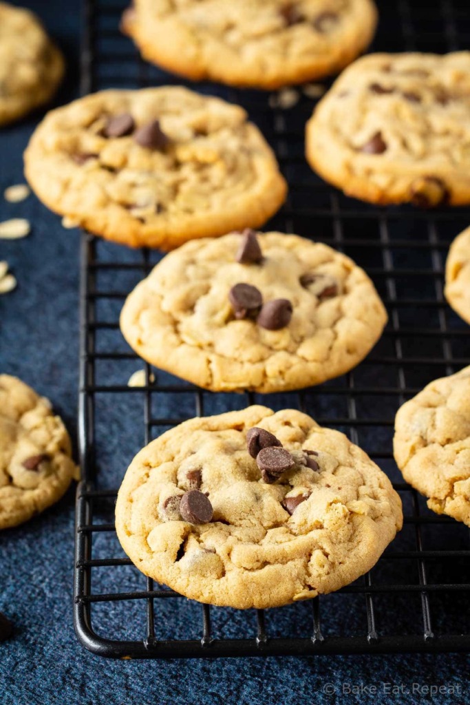 Oatmeal peanut butter cookies with chocolate chips