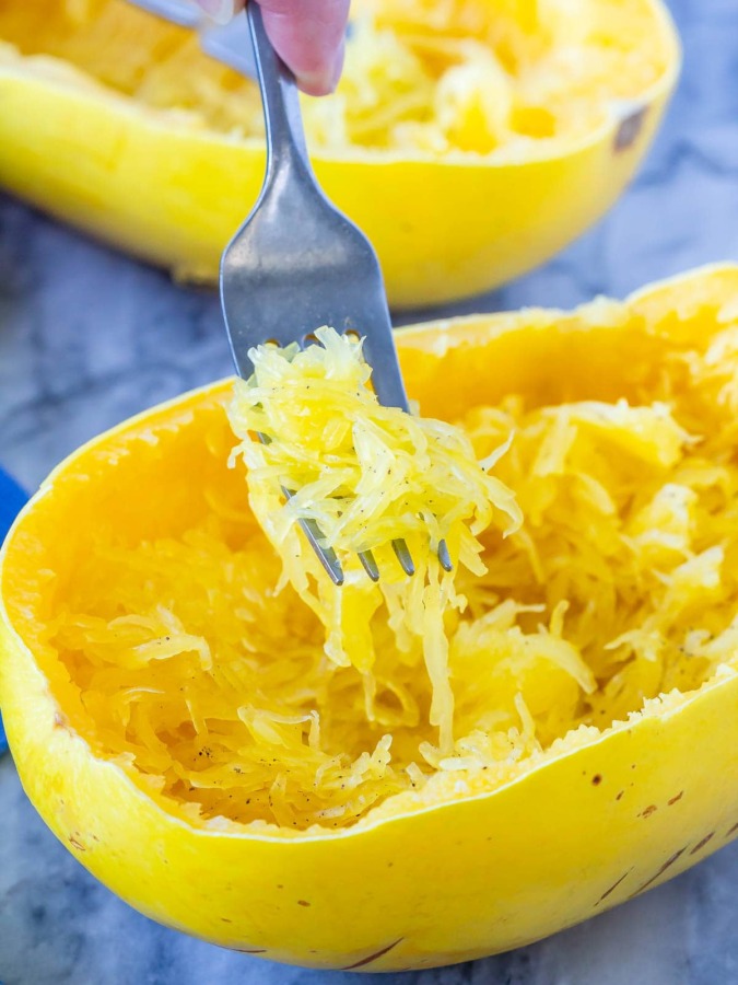 Perfectly cooked spaghetti squash in 4 minutes with the Instant pot!