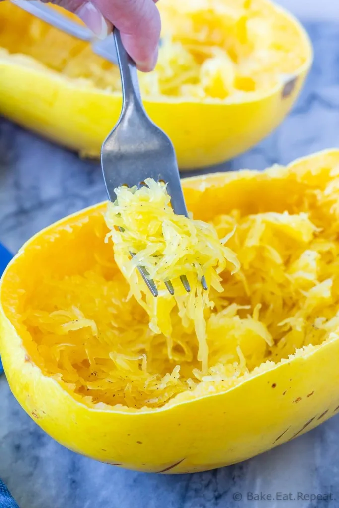 Perfectly cooked spaghetti squash in 4 minutes with the Instant pot!