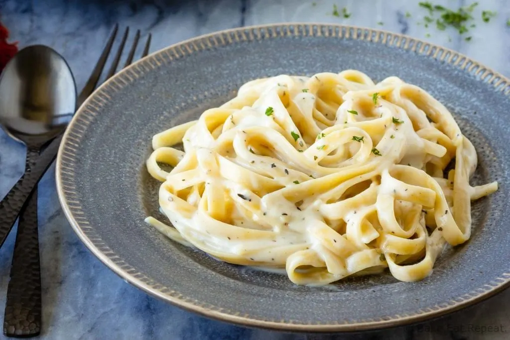 Homemade, lighter, alfredo sauce, with all the flavour of the real thing.