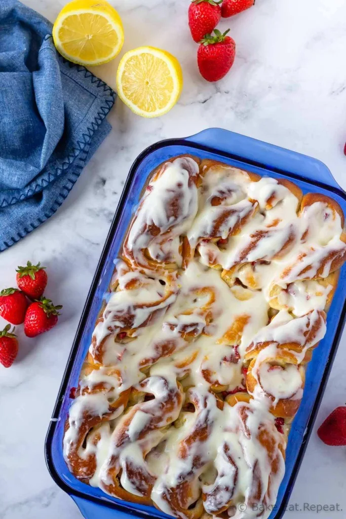 Easy to make strawberry lemon sweet rolls.