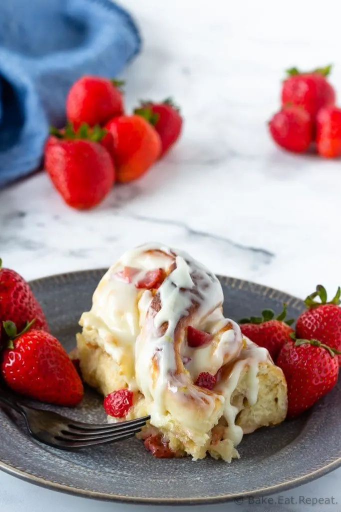 Easy sweet roll dough filled with lemon and strawberries.