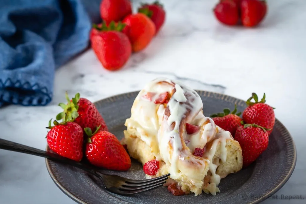 Strawberry lemon sweet rolls with a tangy lemon cream cheese glaze