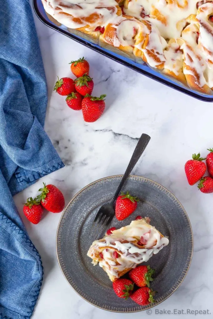 Strawberry lemon sweet rolls with a tangy lemon cream cheese glaze