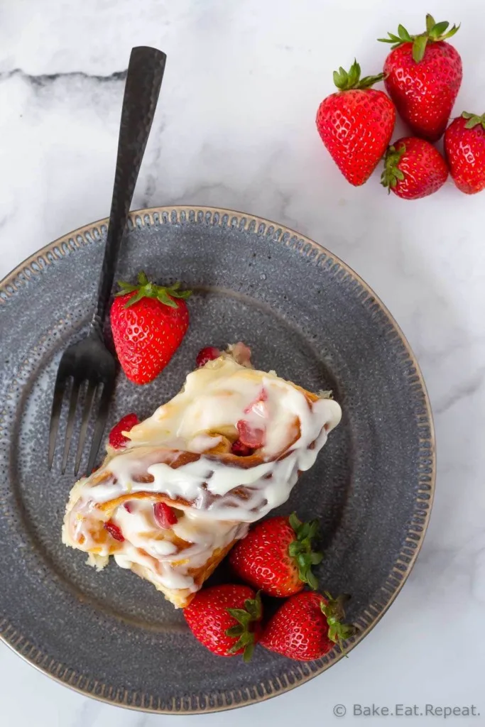 Strawberry lemon sweet rolls with a tangy lemon cream cheese glaze