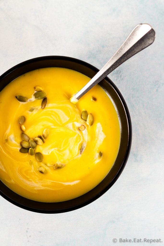 Easy to make, dump and go, butternut squash soup