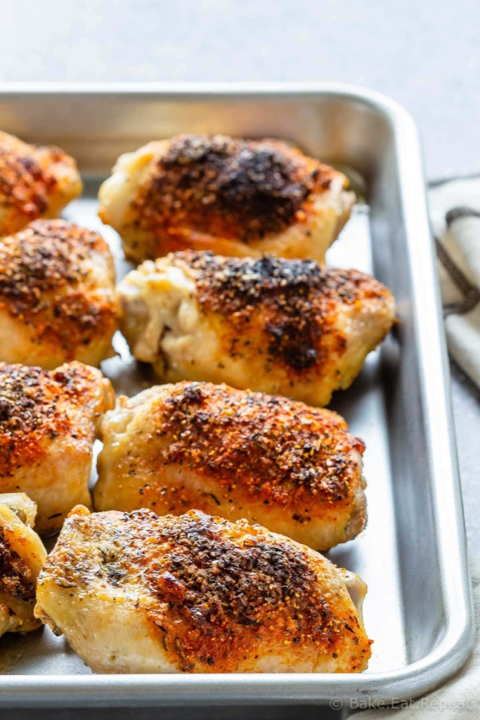 Crispy Baked Chicken Thighs - Bake. Eat. Repeat.