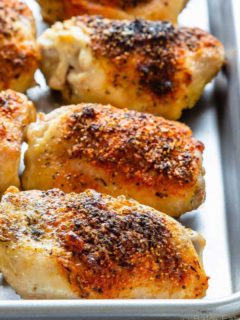 Easy to make, 10 minute prep, crispy baked chicken thighs