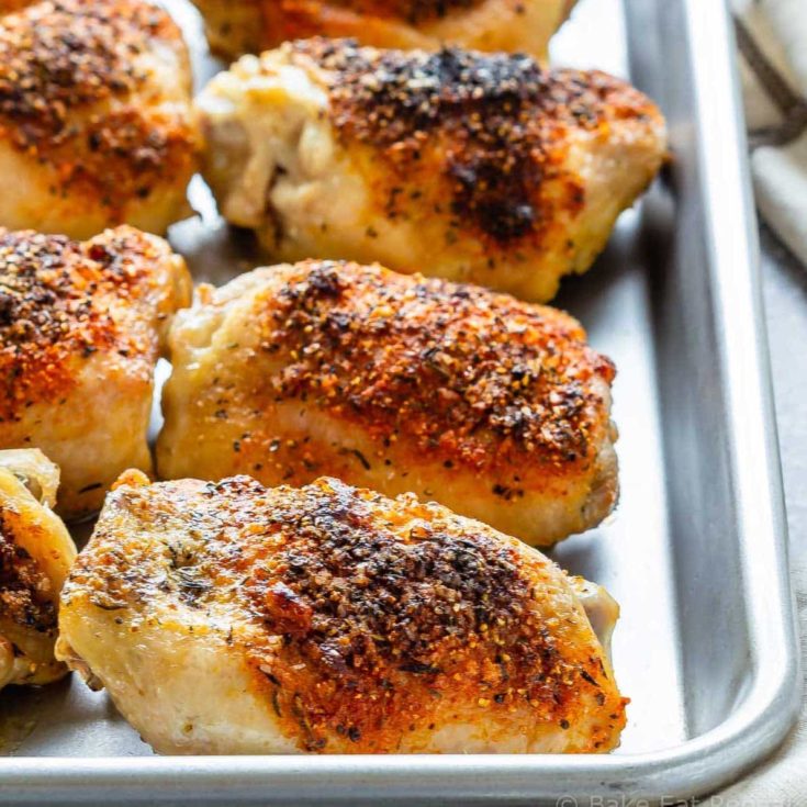 Easy to make, 10 minute prep, crispy baked chicken thighs