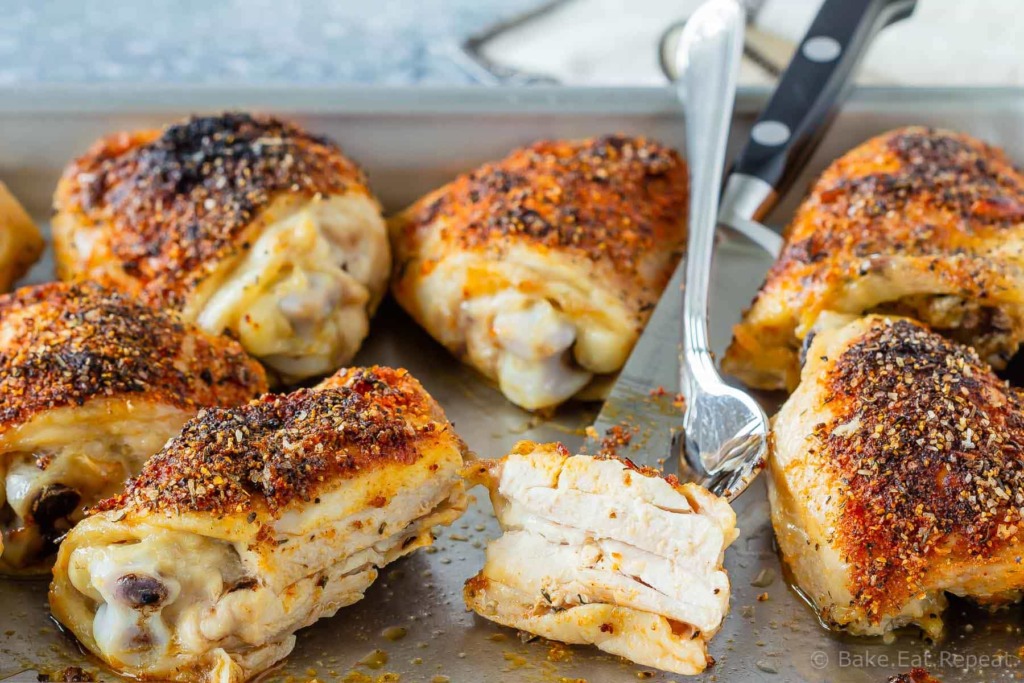 Easy to make, 10 minute prep, crispy baked chicken thighs