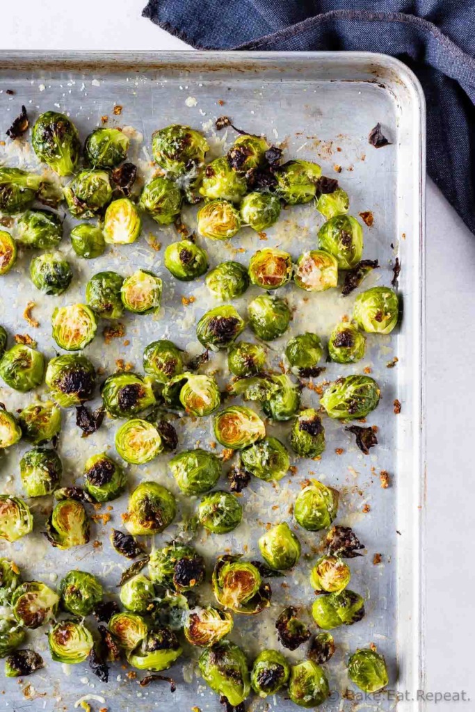 Roasted brussel sprouts with garlic and parmesan