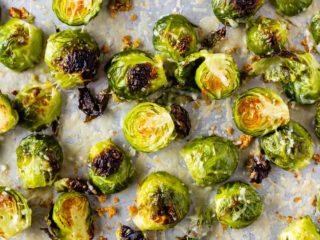 Easy to make roasted brussel sprouts with parmesan and garlic
