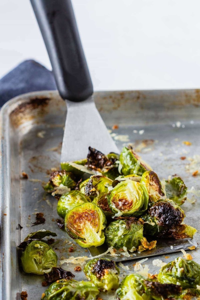 Garlic Parmesan Roasted Brussel Sprouts - Bake. Eat. Repeat.