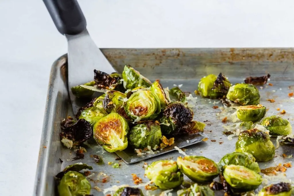 Roasted brussel sprouts with garlic and parmesan