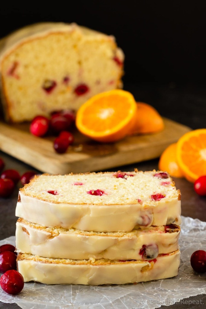 Orange cranberry bread with a sweet orange glaze