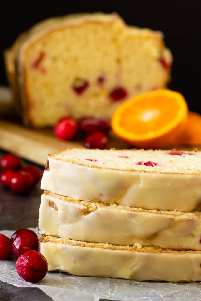 Orange cranberry bread with a sweet orange glaze