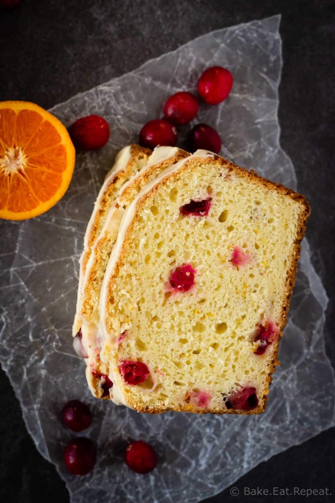 Orange cranberry bread with a sweet orange glaze