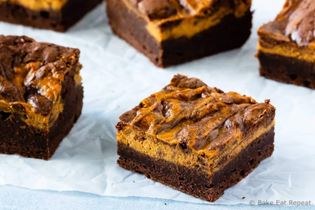 Easy to make pumpkin cream cheese brownies