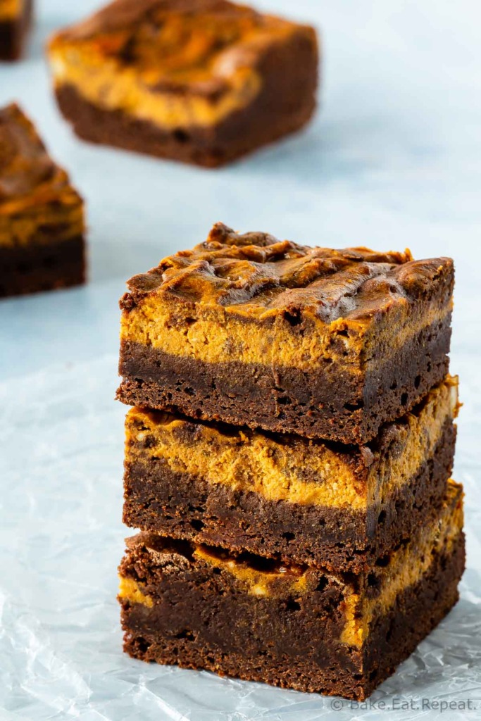 Easy to make pumpkin cream cheese brownies