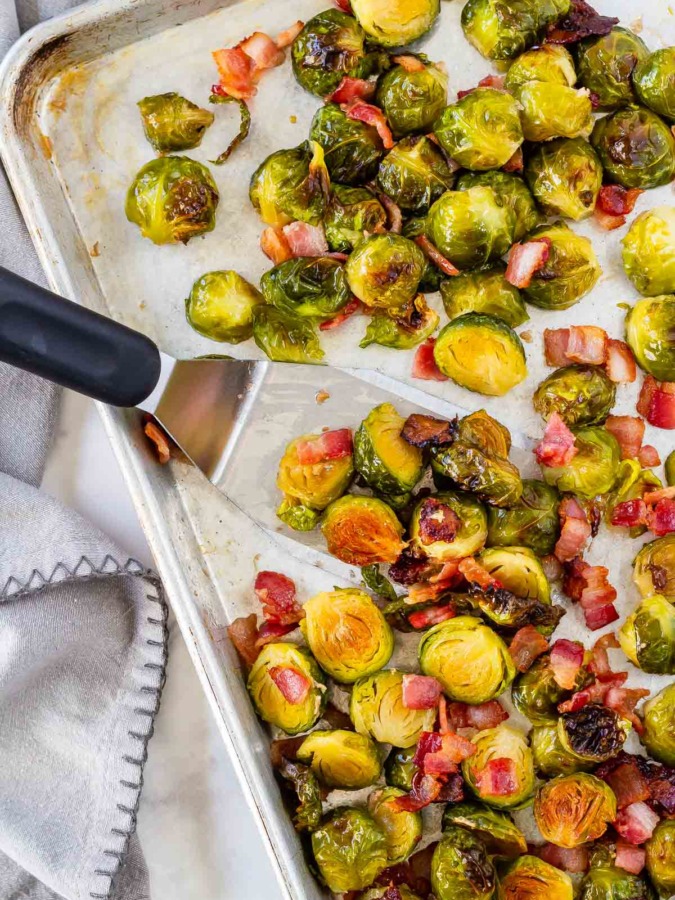 Maple bacon roasted Brussel sprouts