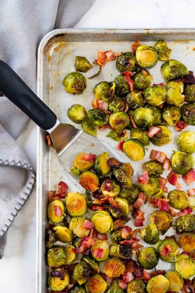 Maple bacon roasted Brussel sprouts