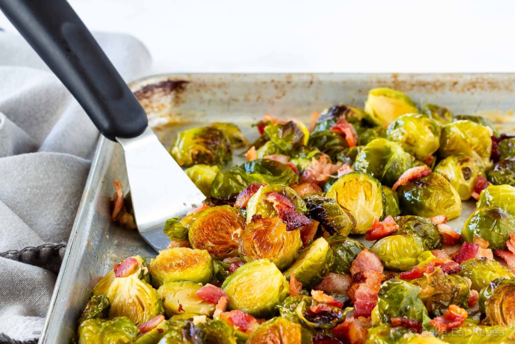 Maple bacon roasted Brussel sprouts