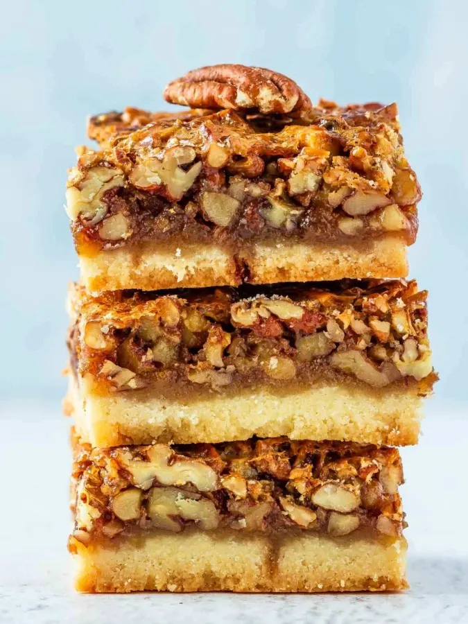 Stack of pecan pie bars