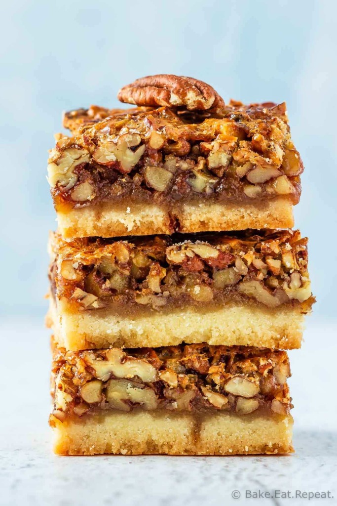 Stack of pecan pie bars