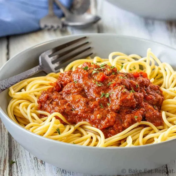 Easy to make slow cooker Bolognese sauce
