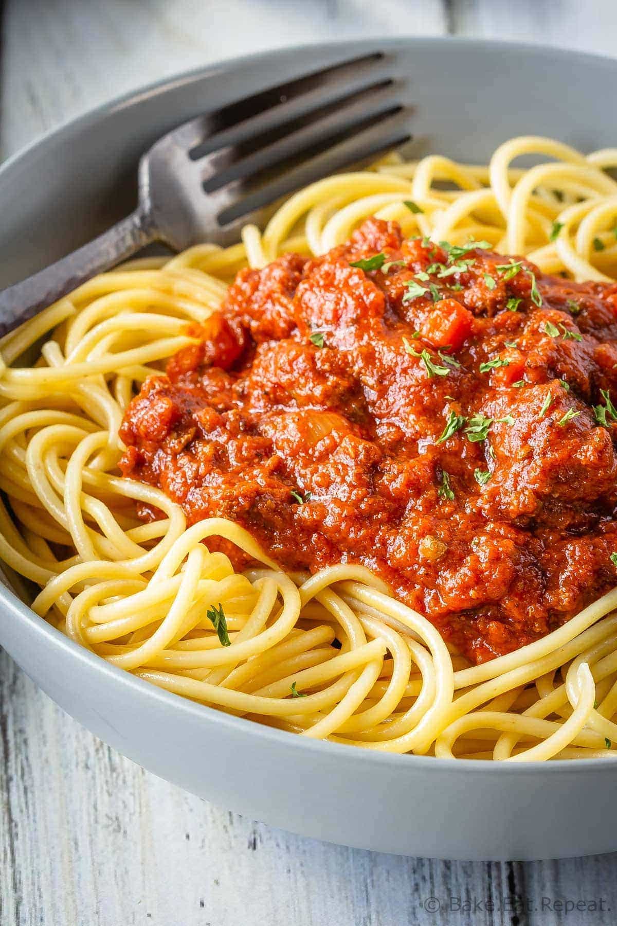 Slow Cooker Bolognese Sauce - Bake. Eat. Repeat.