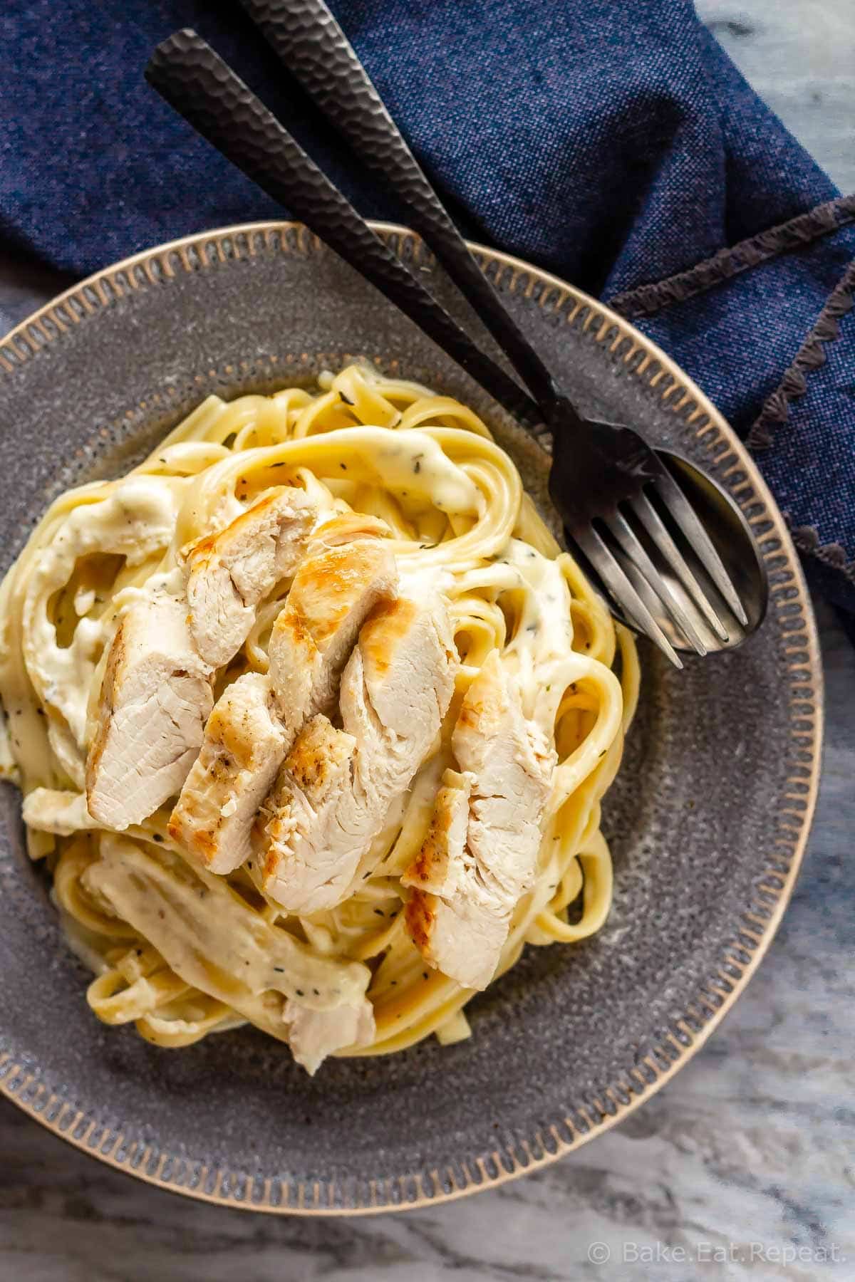 Chicken Fettuccine Alfredo - Bake. Eat. Repeat.