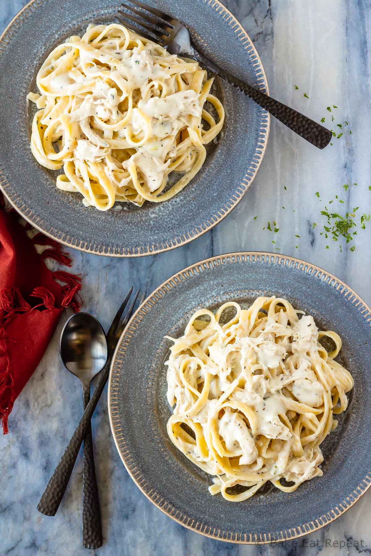 Skinny Chicken Fettuccine Alfredo - Bake. Eat. Repeat.