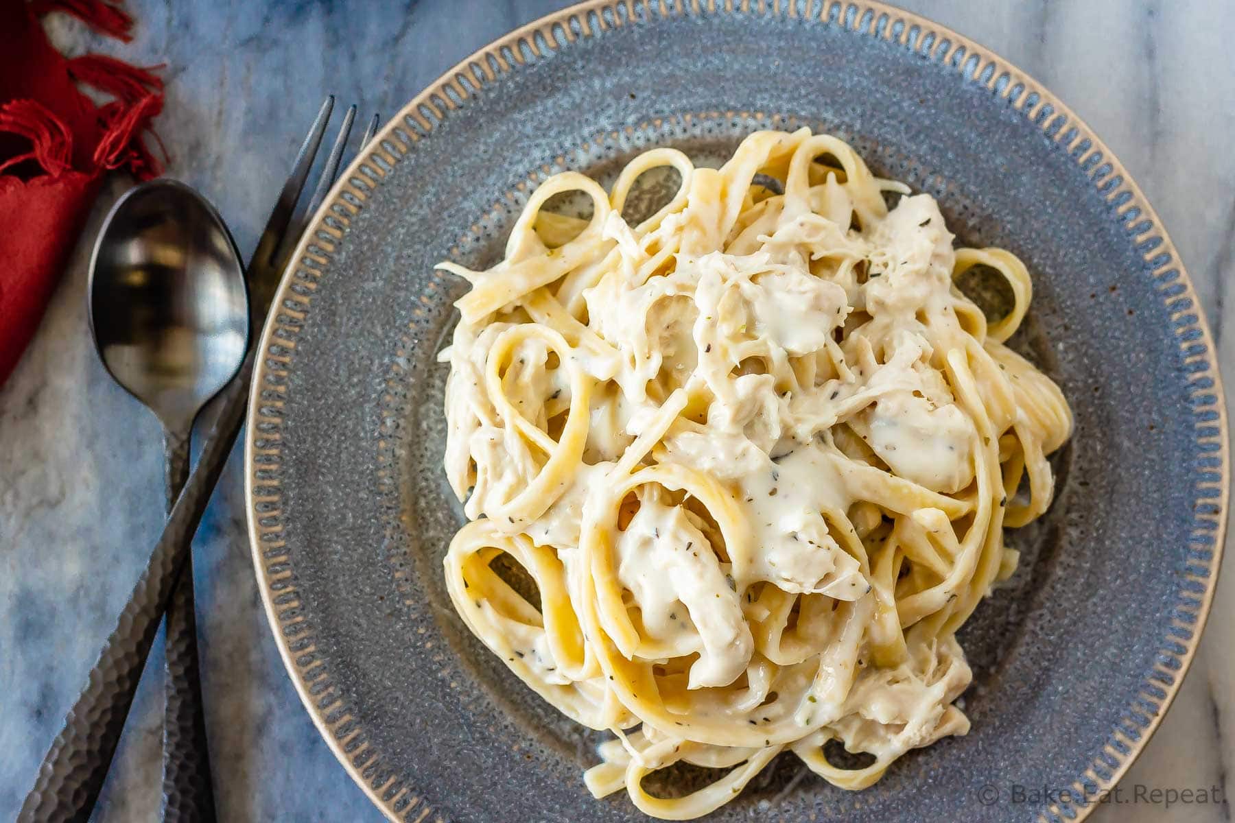 Skinny Chicken Fettuccine Alfredo - Bake. Eat. Repeat.