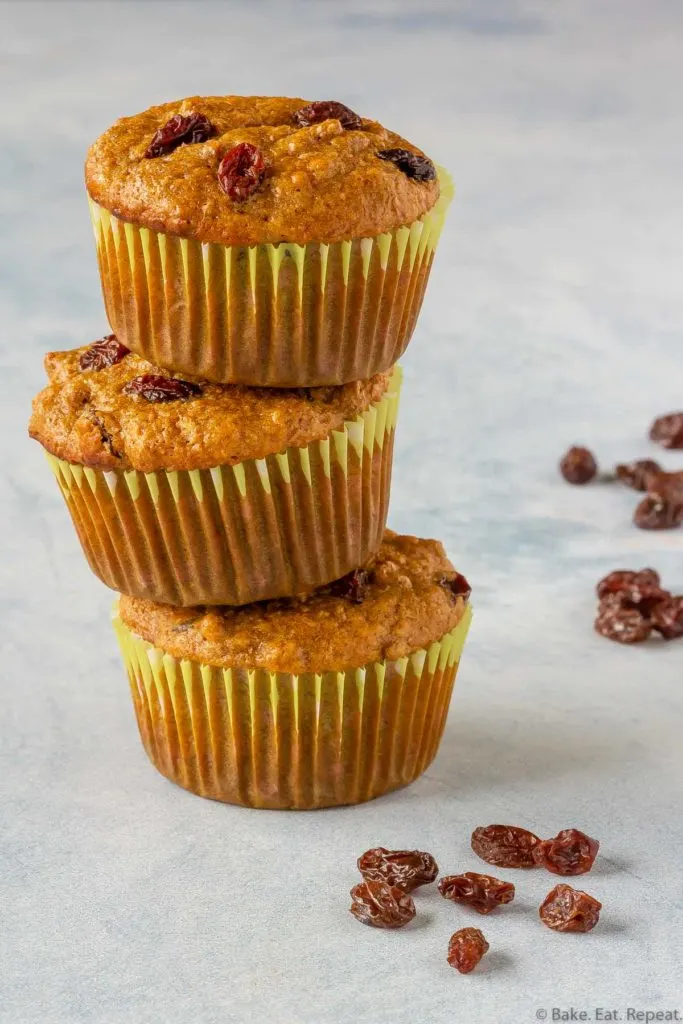 Quick and easy, make ahead raisin bran muffins