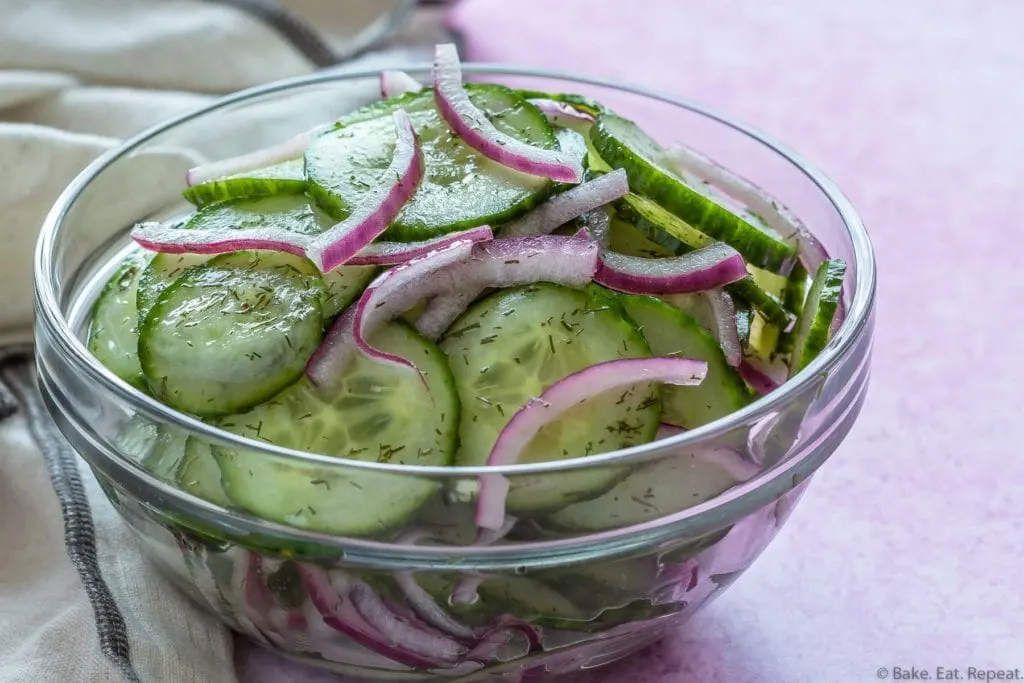 easy cucumber salad with dill and red onion