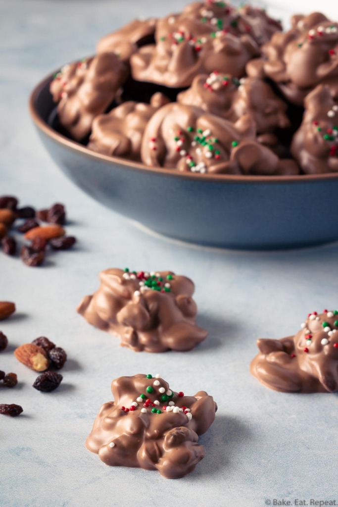 fruit and nut chocolate candy made in the slow cooker